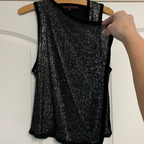 ❤️Common Thread Sequin Vest Open Cardigan Silver S - Picture 9 of 12